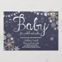 Baby Shower invite Baby it's cold outside Silver