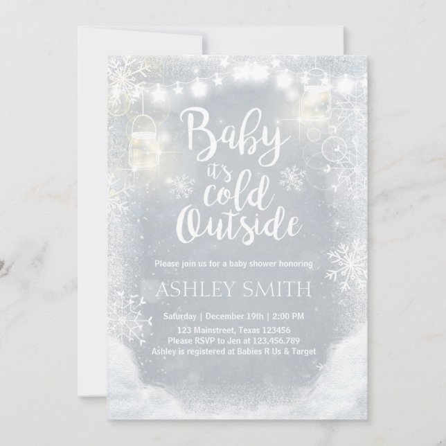 Baby Shower invite Baby it's cold outside Winter (Front)