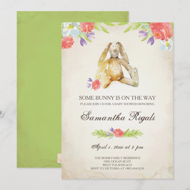 Baby Shower Invite ~ Bunny Invitation (Front/Back)