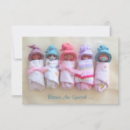 Baby Shower Invite Clay Babies With Elf Hats Invitation