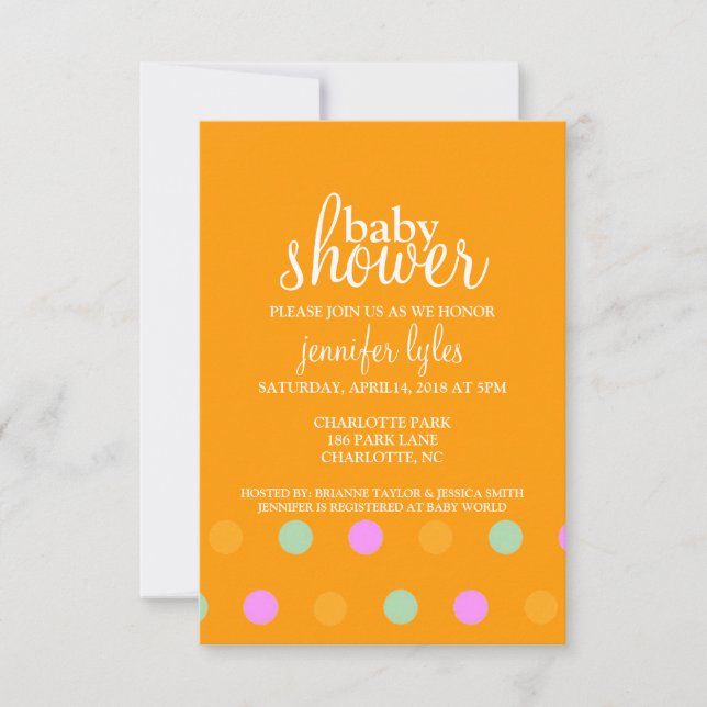 Baby Shower Invite - Dots II - orange (Front)
