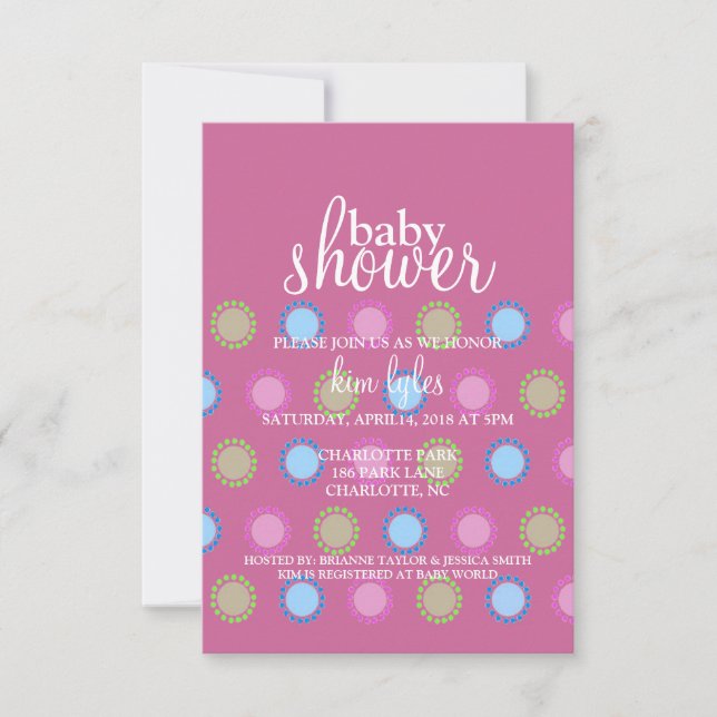 Baby Shower Invite - Dots - purple (Front)