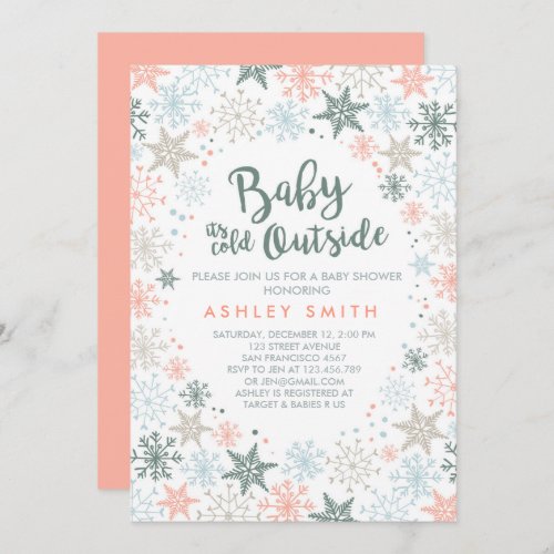 Baby Shower invite Its cold outside Snowflakes