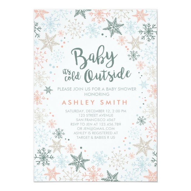 Baby Shower Invite It's Cold Outside Snowflakes