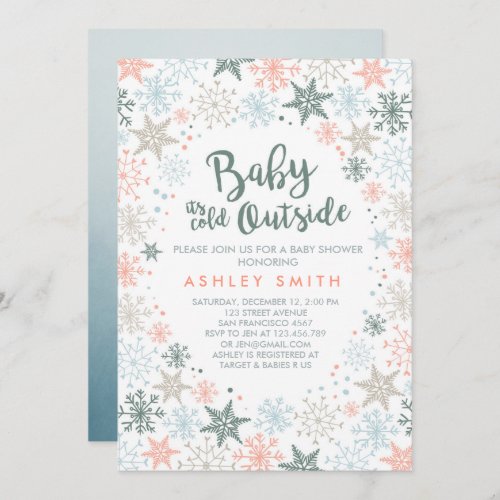 Baby Shower invite Its cold outside Snowflakes