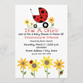 Baby Shower Invite - Ladybugs And Wildflowers by thepinkschoolhouse at Zazzle