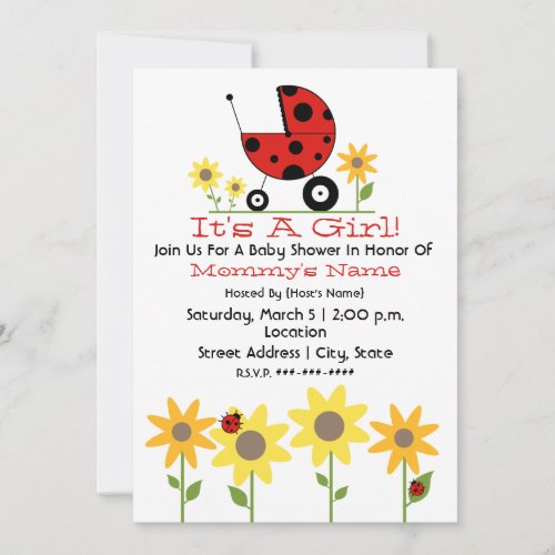 Baby Shower Invite _ Ladybugs and Wildflowers