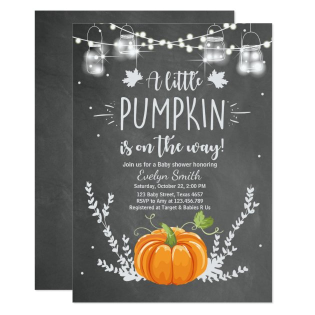 Baby Shower Invite Little Pumpkin Fall Chalk