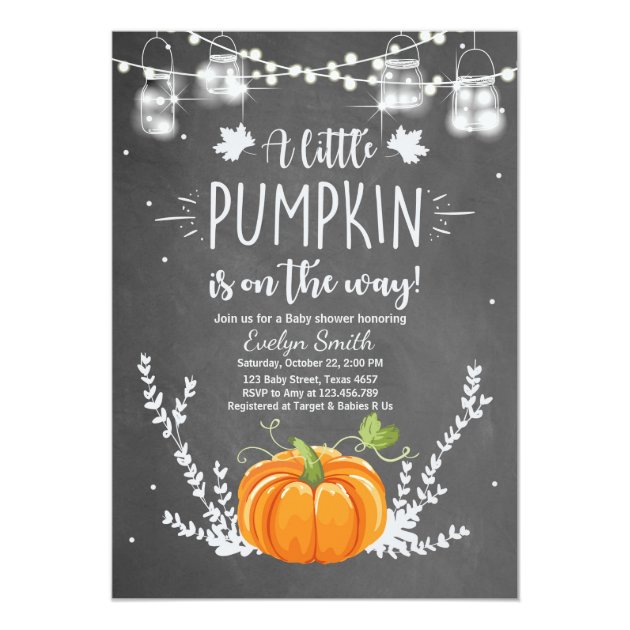 Baby Shower Invite Little Pumpkin Fall Chalk
