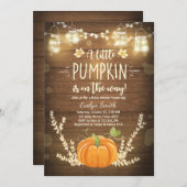 Baby Shower invite Little Pumpkin Fall wood rustic (Front/Back)