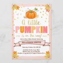 Baby Shower invite Little Pumpkin Pink Girl Fall