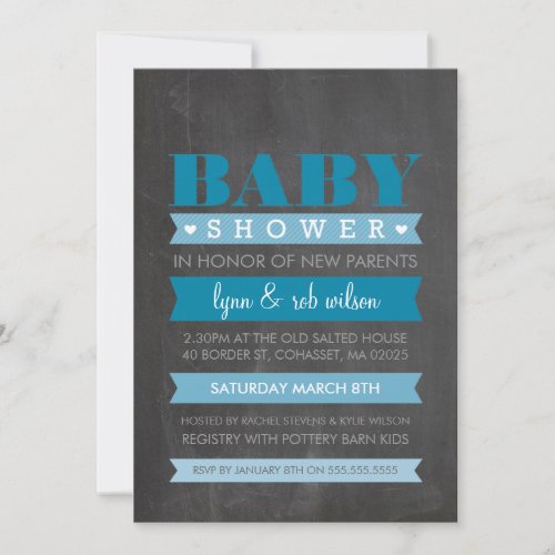 BABY SHOWER INVITE modern chalkboard blue
