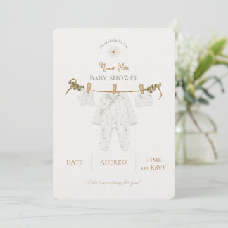 Baby Shower Invite Neutral Brown rustic