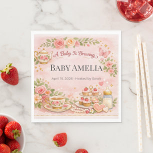Baby Shower Invite Pink Floral Tea Party Custom Napkins