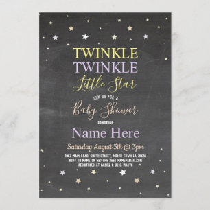 Baby Shower Invite Twinkle Twinkle Star Chalk