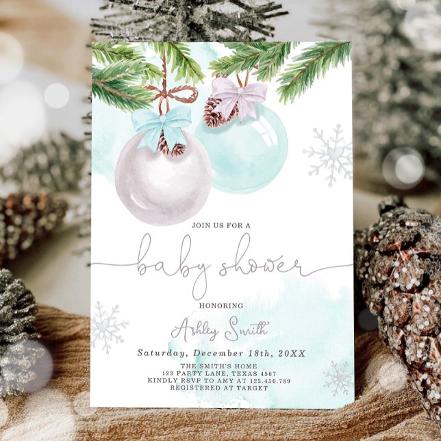 Baby Shower Invite Winter Christmas Blue Boy (Creator Uploaded)