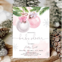 Baby Shower Invite Winter Christmas Pink Girl