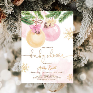 Baby Shower Invite Winter Christmas Pink Girl