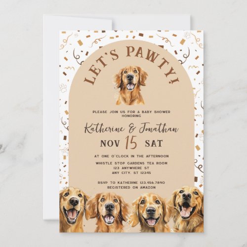 Baby Shower Invite with Golden Retrievers