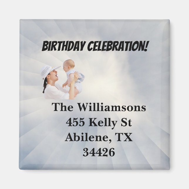 Baby Shower Invite with Sky Blue Background Magnet (Front)