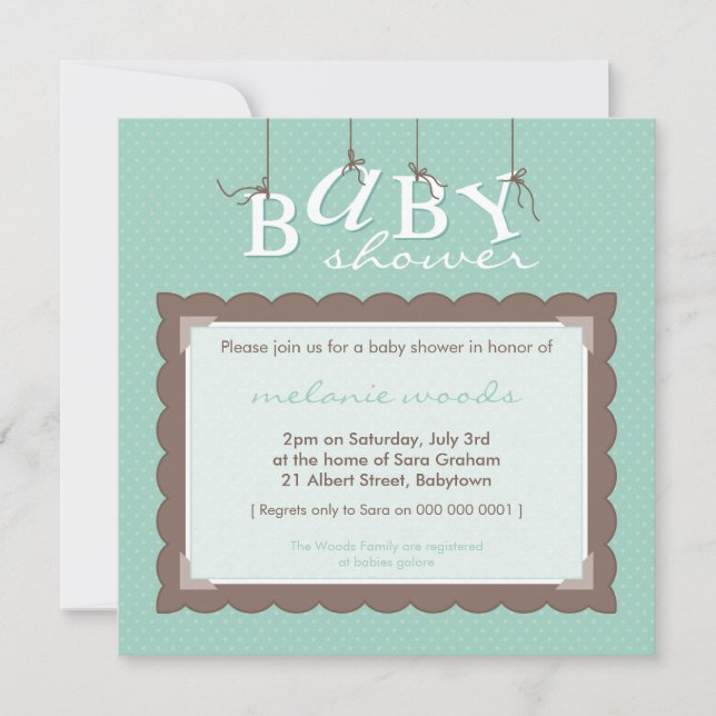 BABY SHOWER INVITES :: baby letters 6SQ (Front)