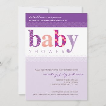 Baby Shower Invites :: Baby Patterned Letters 2p by edgeplus at Zazzle
