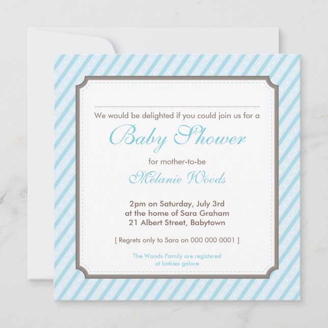 BABY SHOWER INVITES :: candy stripes 2SQ (Front)