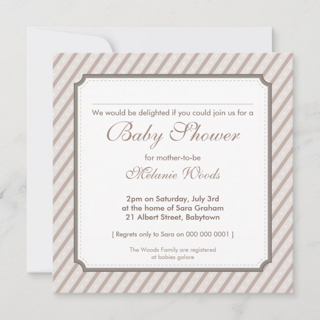 BABY SHOWER INVITES :: candy stripes 5SQ (Front)