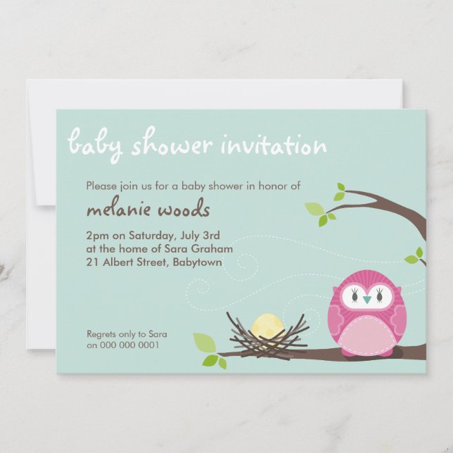 BABY SHOWER INVITES :: owl + nest 1L (Front)