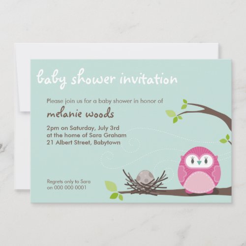 BABY SHOWER INVITES  owl  nest 2L