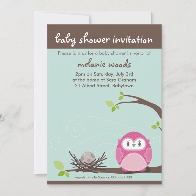 BABY SHOWER INVITES :: owl + nest 3P (Front)