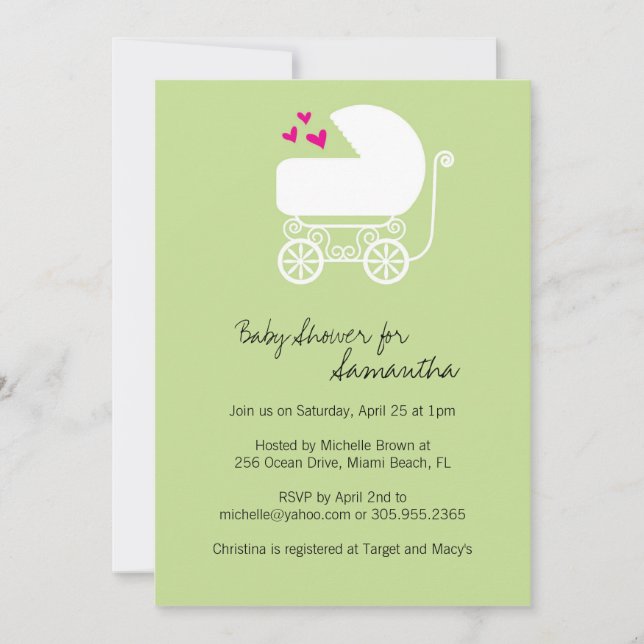 Baby shower Invites with carriage (Front)