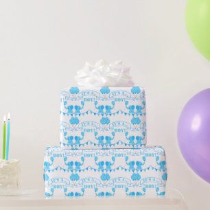 Baby Shower It’s A Boy Blue Elephant Wrapping Pape Wrapping Paper