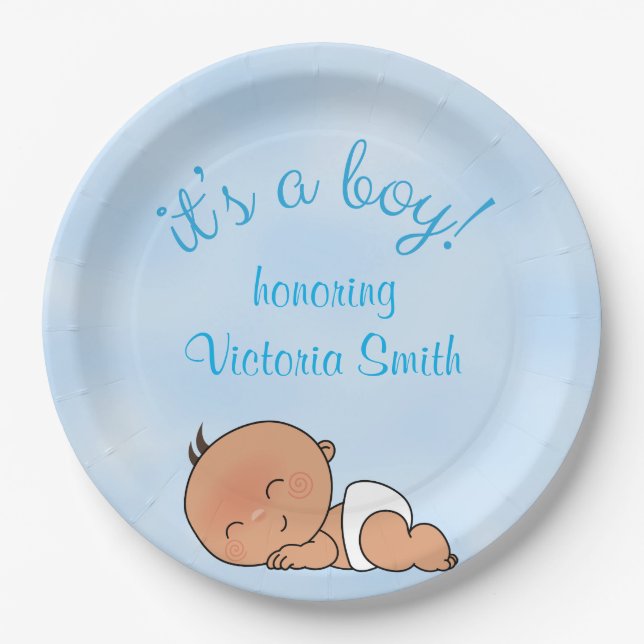 Baby Shower It's a Boy Baby Boy Paper Plates (Front)