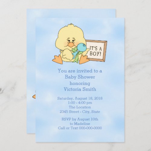 Baby Shower Its a Boy Baby Duck Invitation