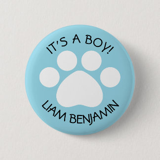 Baby Shower - It's a Boy - Paw Print Theme Button