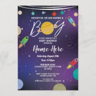 Baby Shower It's A Boy Space Galaxy Party Rocket Invitation