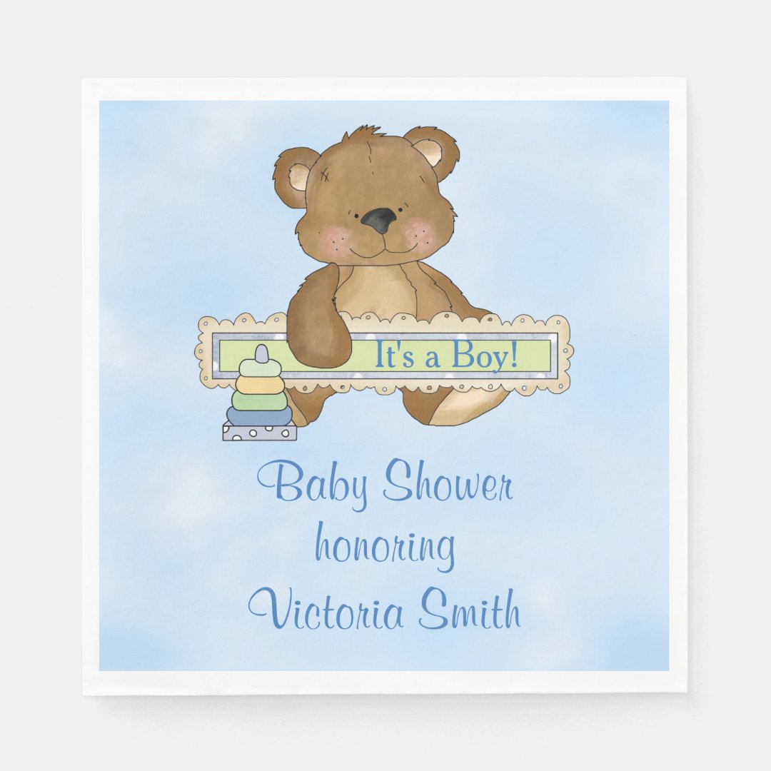 Baby Shower It's a Boy Teddy Bear Napkins Zazzle