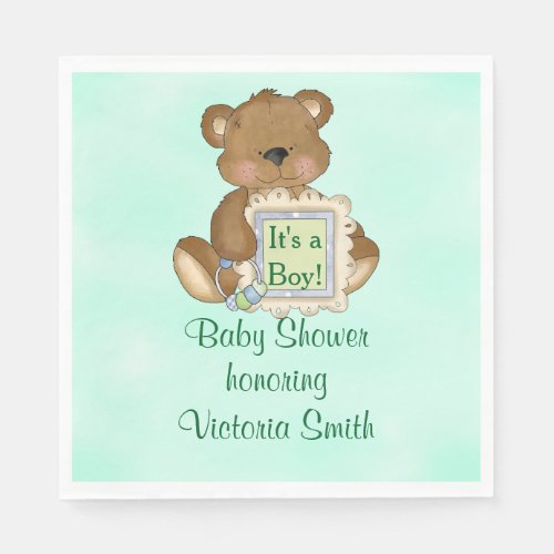 Baby Shower Its a Boy Teddy Bear Napkins