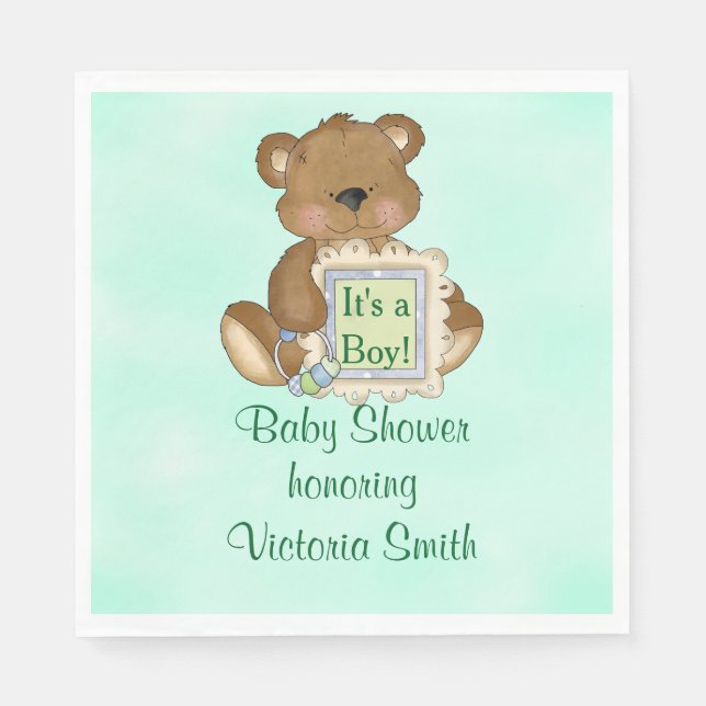 Baby Shower It's a Boy Teddy Bear Napkins (Front)