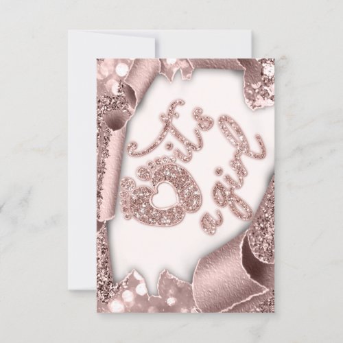 Baby Shower Its A Girl Glitter Frame Rose Feet Invitation