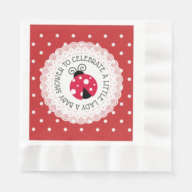 Baby Shower Its a Girl Ladybug Napkins (Front)