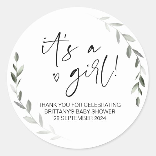 Baby Shower Its a Girl Mom To Be Party Favor Classic Round Sticker