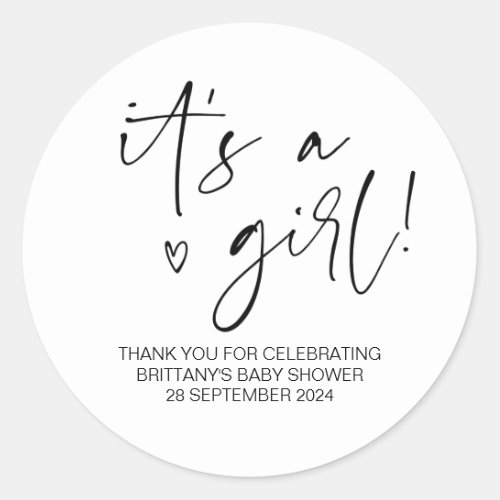 Baby Shower Its a Girl Mom To Be Party Favor Classic Round Sticker