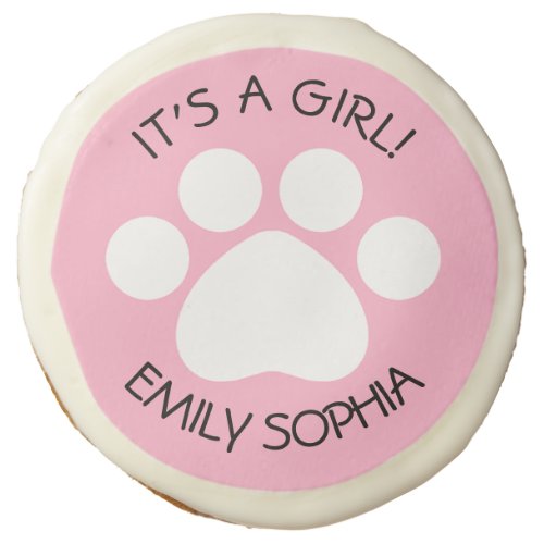 Baby Shower _ Its a Girl _ Paw Print Theme Sugar Cookie