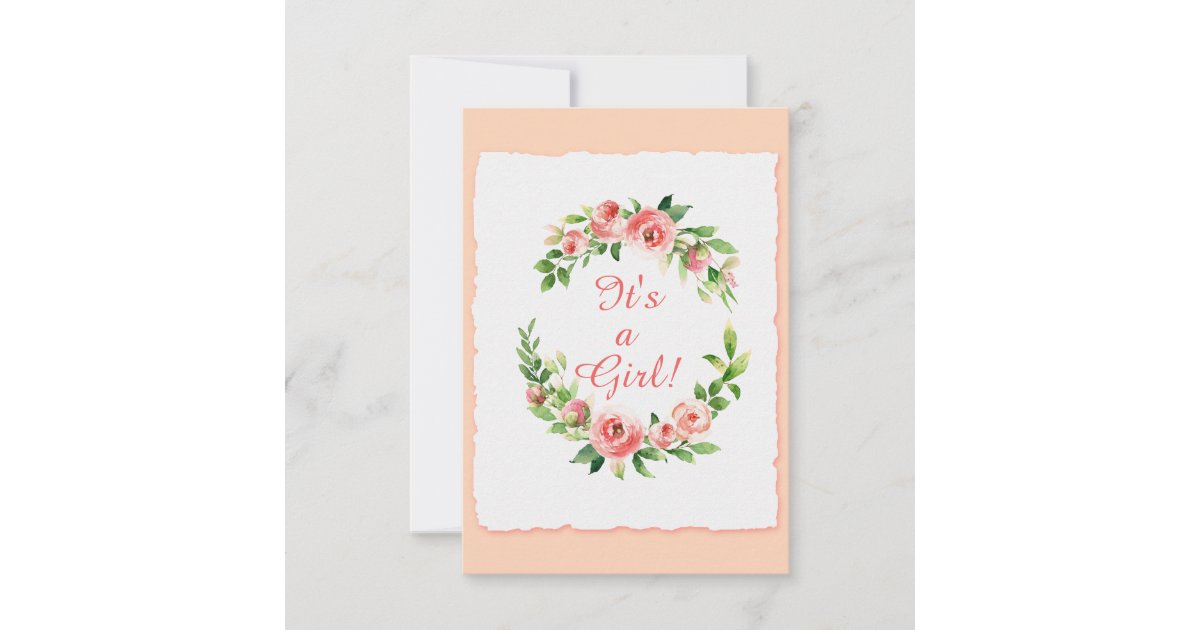 Baby Shower It's a Girl Pink Invitation Flat Card | Zazzle