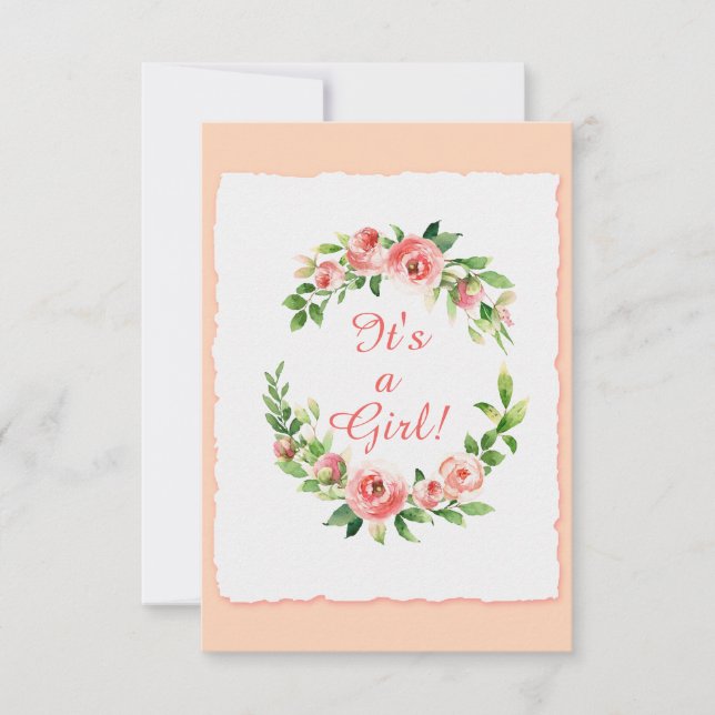 Baby Shower It's a Girl Pink Invitation Flat Card (Front)