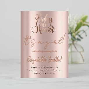 Baby Shower - It's a Girl, Rose Gold Foil Invitati Foil Invitation