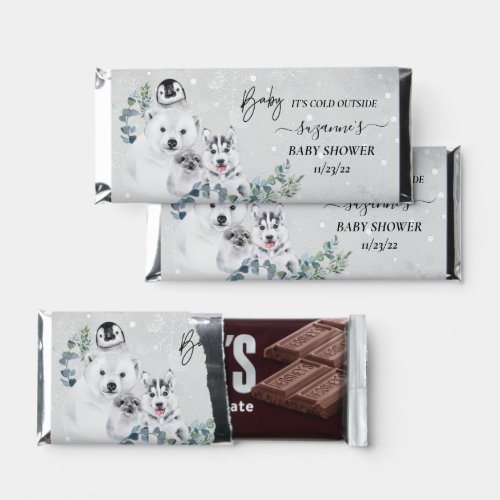 Baby Shower Its Cold Outside Arctic Animals Snow Hershey Bar Favors