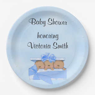 Baby Shower It's Triplets Boy Ethnic Paper Plates